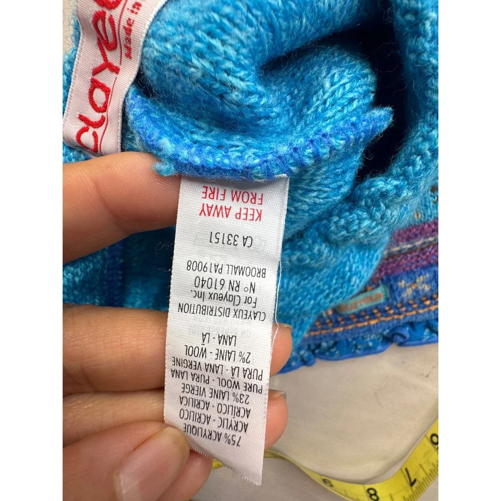 Clayeux France Baby Girls Blue Knit 3 Piece Set Cardigan Top Pants 6M 67cm